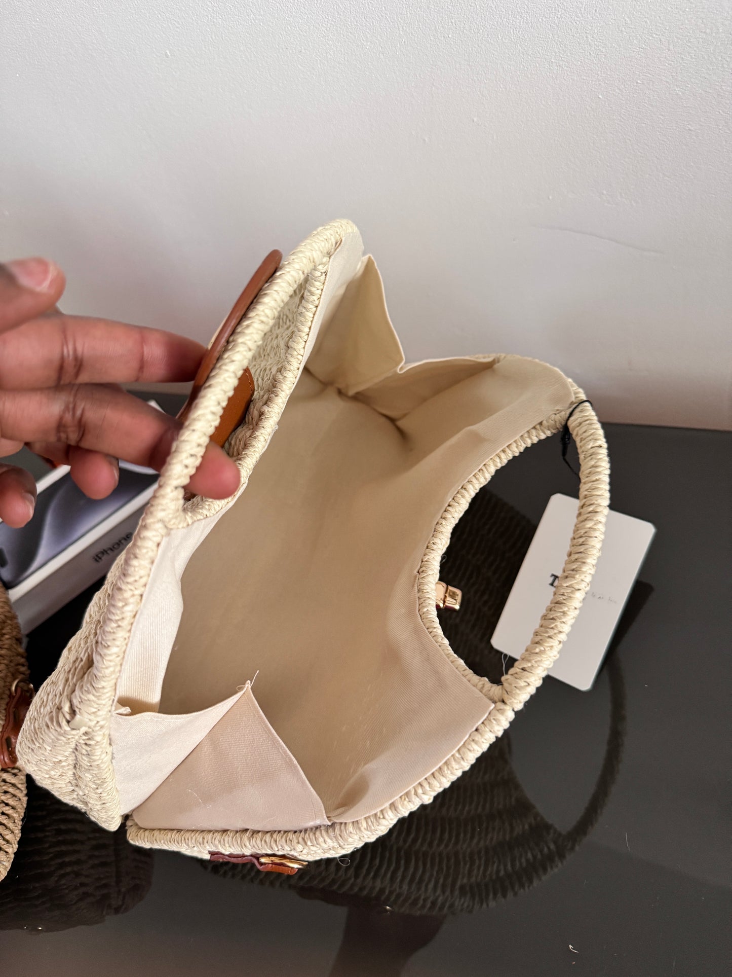Sac en paille et rotin élégant