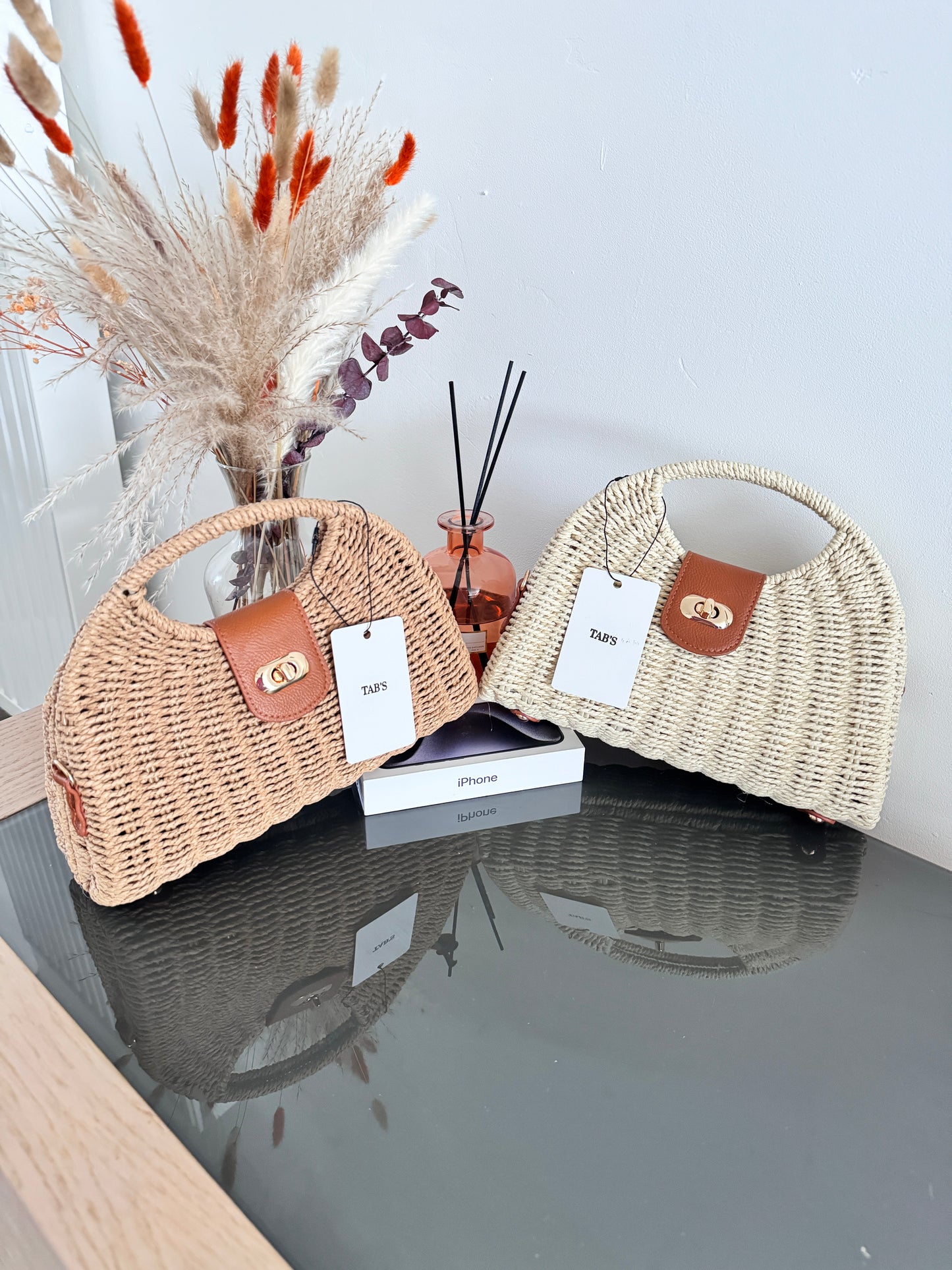 Sac en paille et rotin élégant