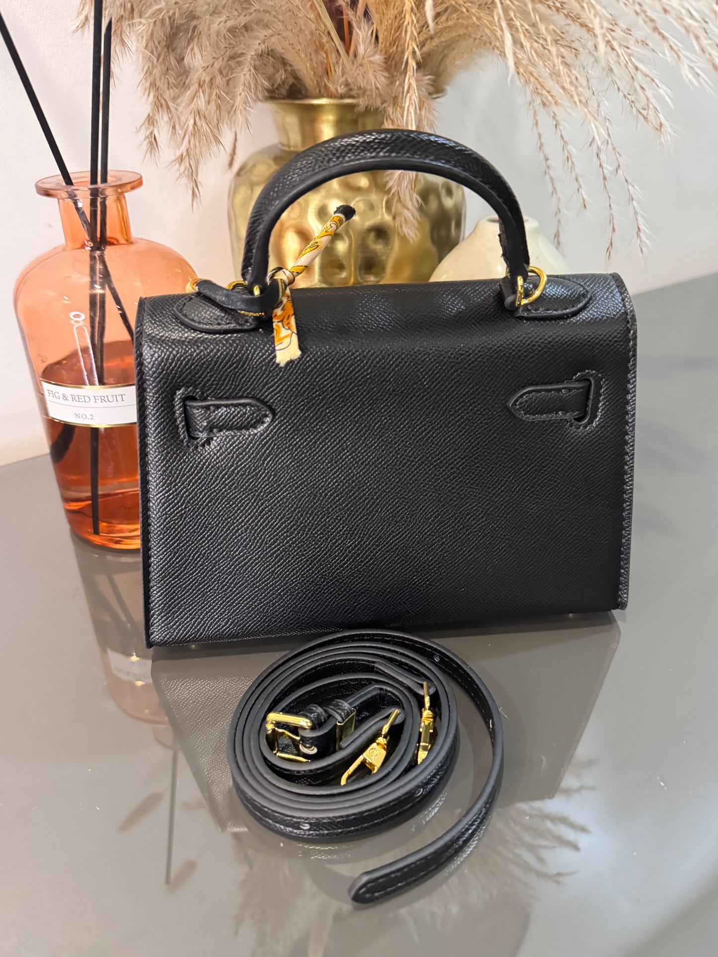 Sac modèle Keny 19 cm – Cuir véritable finition doré