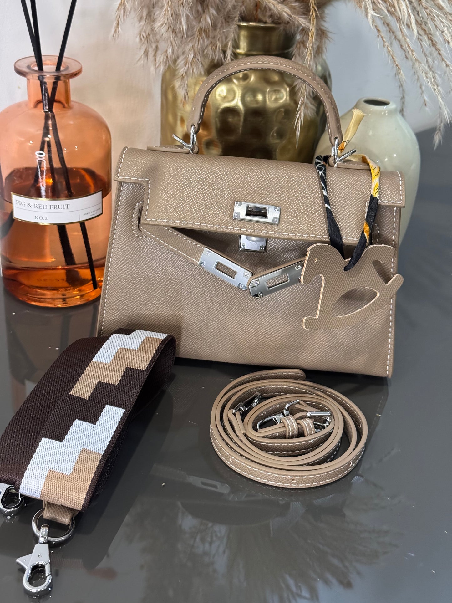 Sac modèle Keny 19 cm – Cuir véritable finition argenté