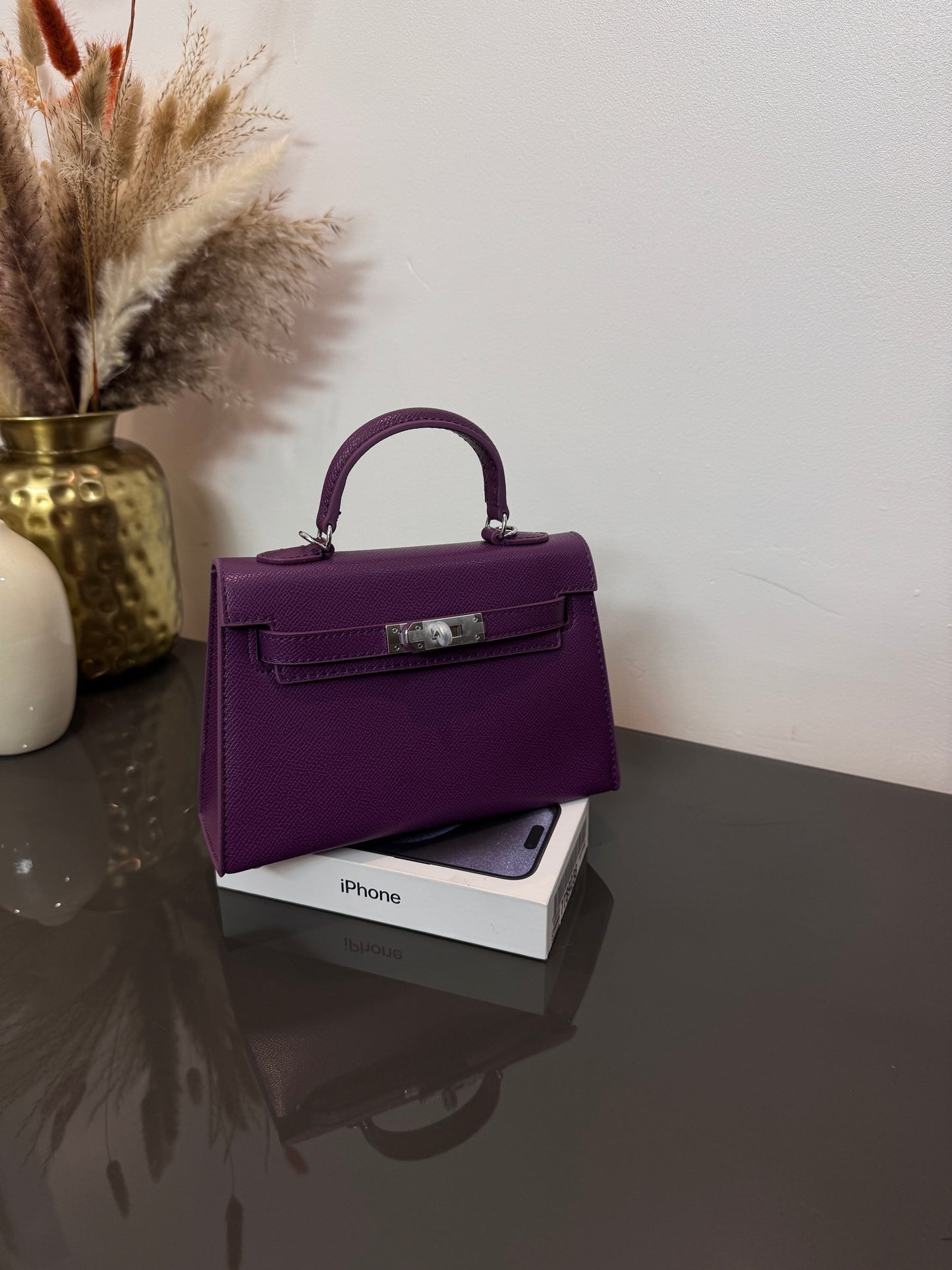 Sac modèle Keny 19 cm – Cuir véritable finition argenté