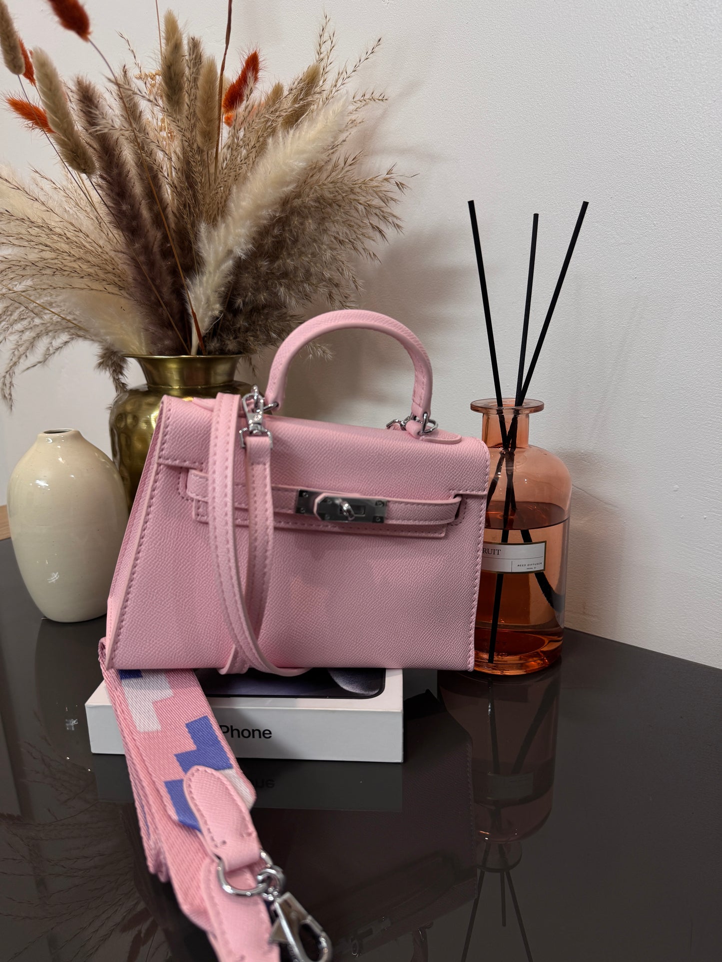 Sac modèle Keny 19 cm – Cuir véritable finition argenté